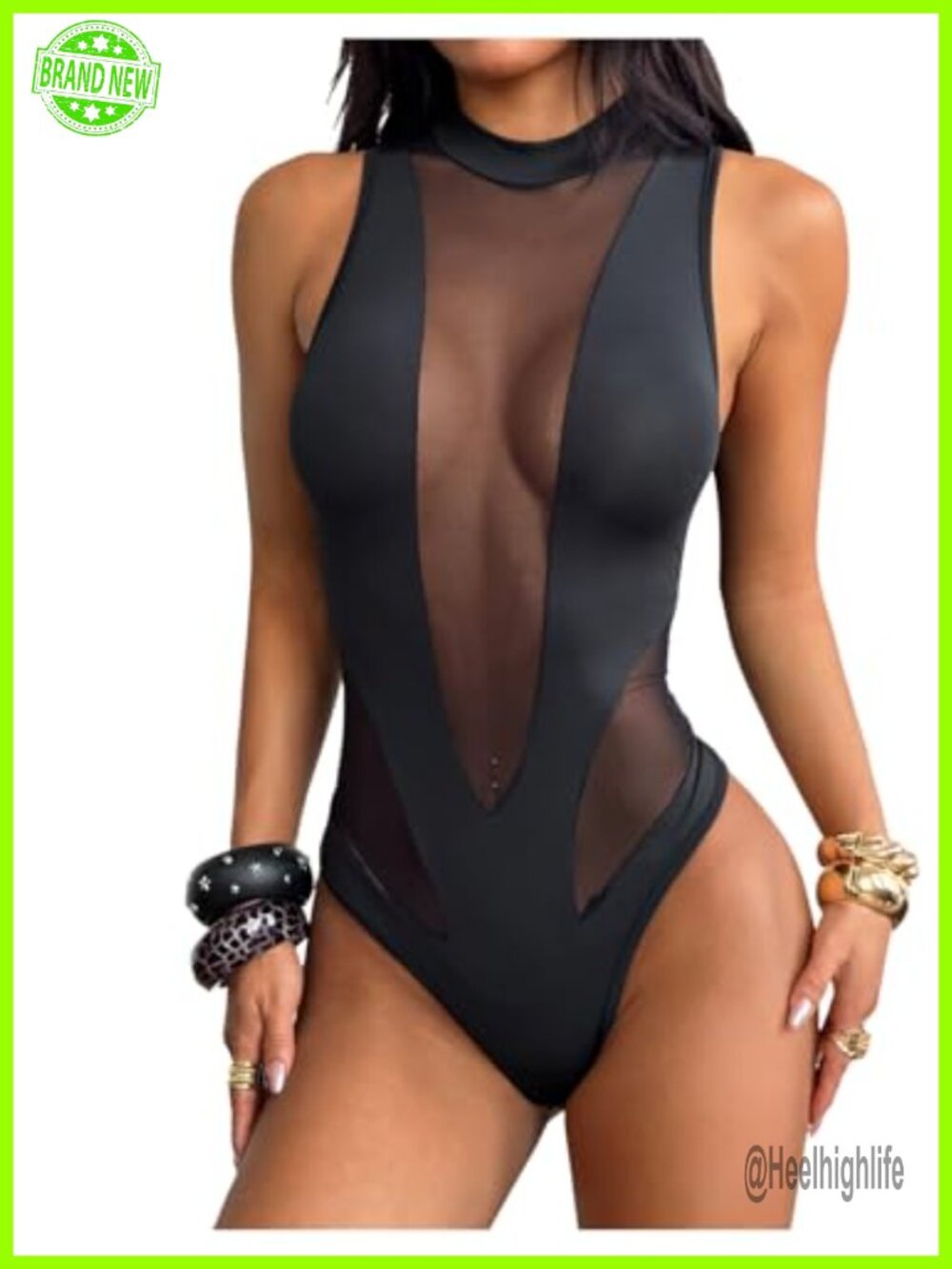 Milumia Women's Sheer Mesh Bodysuit Sleeveless See Through Tank Top